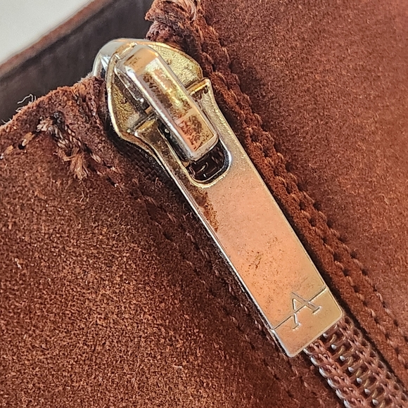 Aquatalia ankle boots 5 brown suede chocolate luxury comfort Made Italy new $495 - Picture 6 of 15